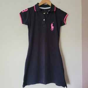 Vintage Y2K Polo Ralph Lauren Women's Polo Collar Big Logo Mini Dress Black